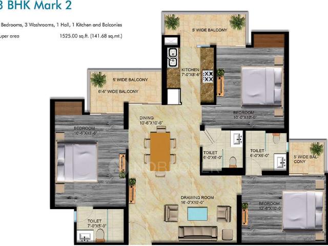 3 BHK Flat In T Homes Phase 1 for Rent In Siddharth Vihar