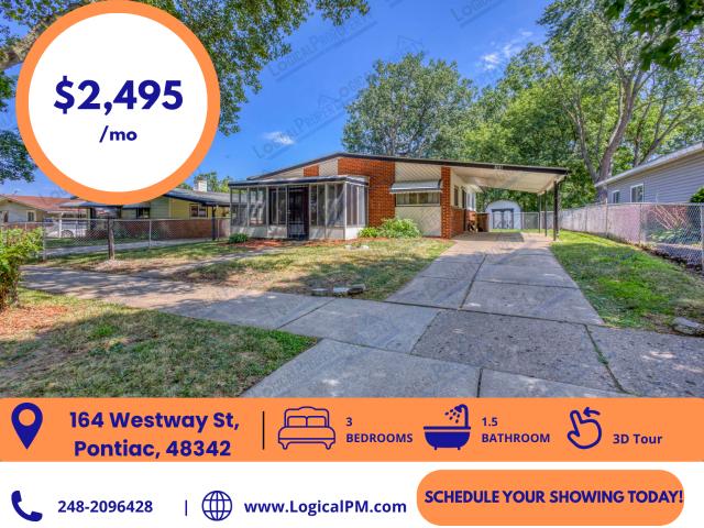 3 BR, 1.5 BA Apartment 164 Westway St, Pontiac, MI 48342