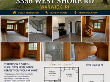 3 BR, 1.5 BA Apartment 3356 West Shore Rd, Warwick, RI 02886
