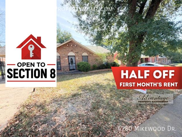 3 BR, 1.5 BA Apartment 4280 Mikewood Dr Memphis, TN 38128