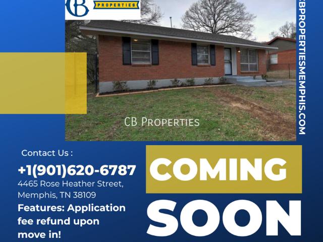 3 BR, 1.5 BA Apartment 4465 Rose Heather St, Memphis, TN 38109