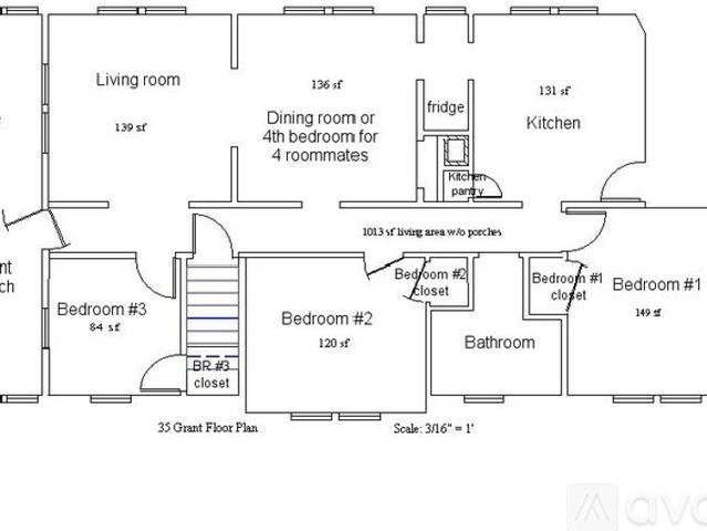 3 BR, 1 BA Apartment 35 Grant Avenue, Unit 35, Belmont, MA 02478