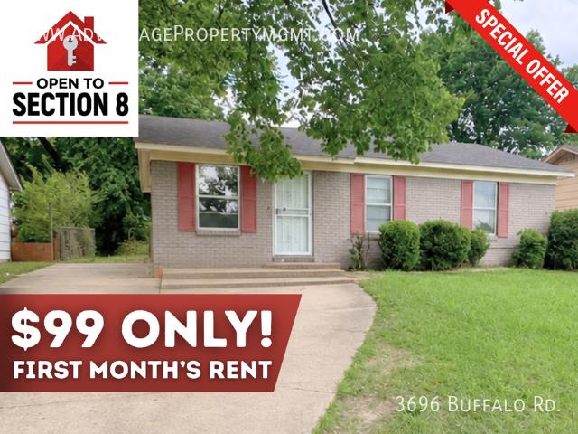 3 BR, 1 BA Apartment 3696 Buffalo Rd Memphis, TN 38109