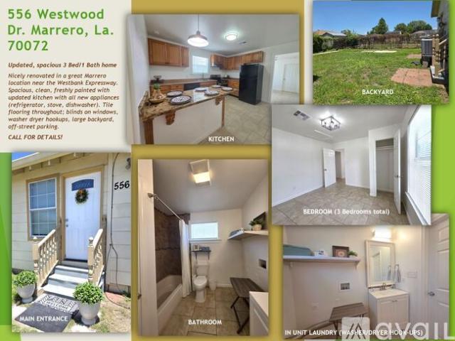 3 BR, 1 BA Apartment 556 Westwood Dr, Unit 556, Marrero, LA 70072