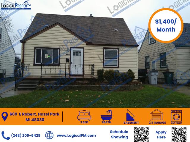 3 BR, 1 BA Apartment 660 E Robert Ave, Hazel Park, MI 48030