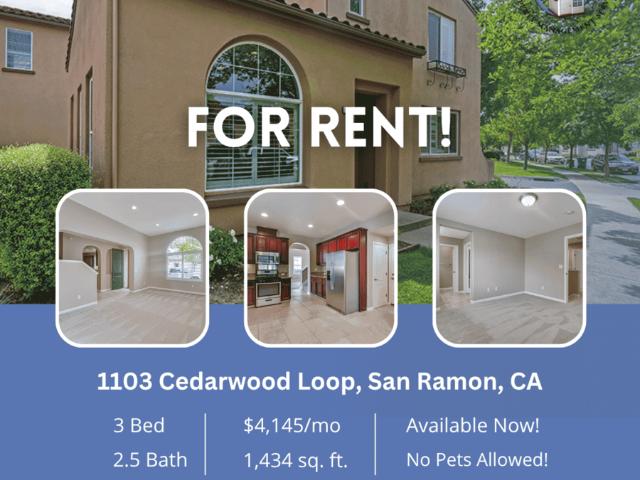 3 BR, 2.5 BA Apartment 1103 Cedarwood Loop, San Ramon, CA 94582