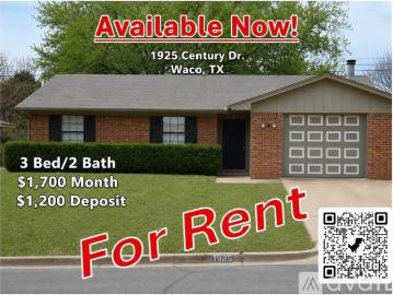 3 BR, 2 BA Apartment 1925 Century Drive, Waco, TX 76712