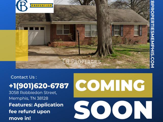3 BR, 2 BA Apartment 3058 Robbiedon St, Memphis, TN 38128