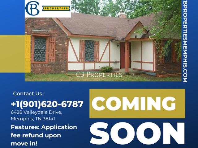 3 BR, 2 BA Apartment 6428 Valleydale Dr, Memphis, TN 38141