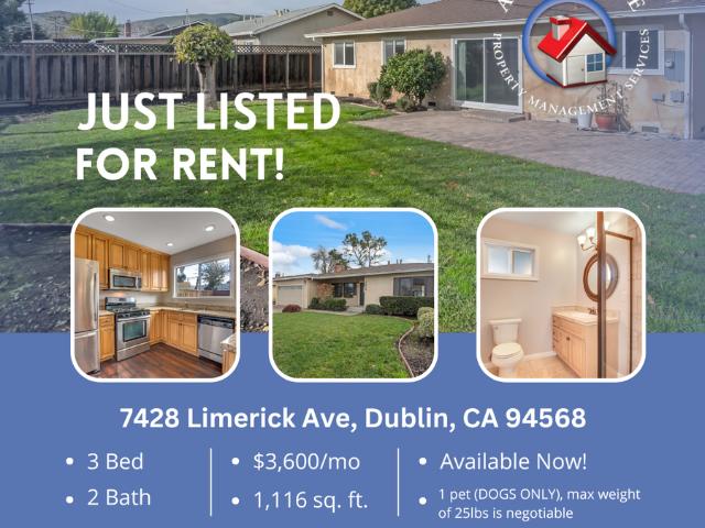 3 BR, 2 BA Apartment 7428 Limerick Avenue, Dublin, CA 94568