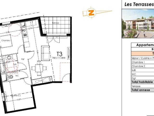 3 pièces · 62.6 m²