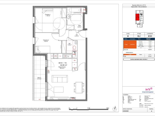 3 pièces · 62.85 m²