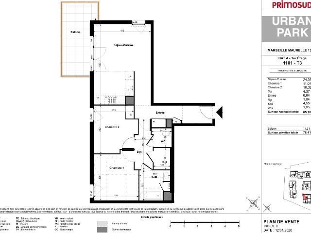 3 pièces · 65.1 m²