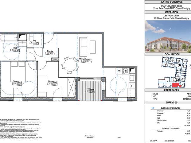 3 PIECES + terrasse + parking s/sol dans programme neuf 'Les jardins d'Elsa'