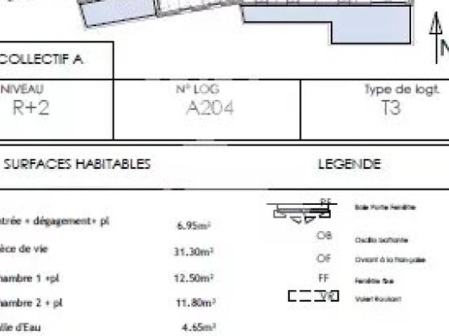 3 pièces neuf 69.05M² Vue Mer