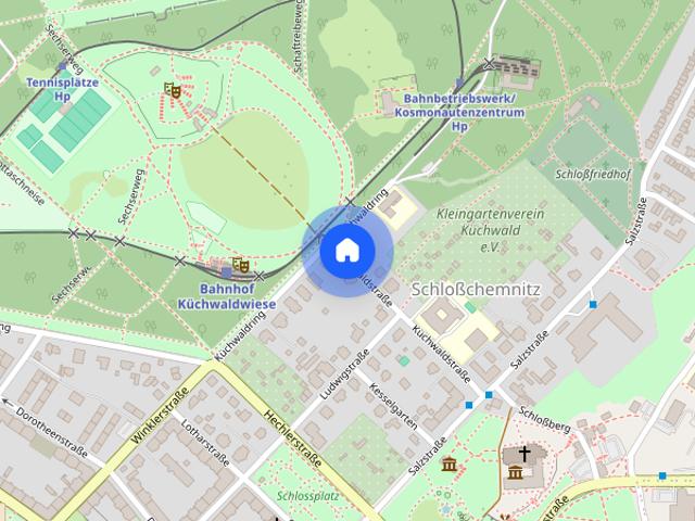 3 Raum Wohnung im Erdgeschoss mit Balkon am Schlossteich