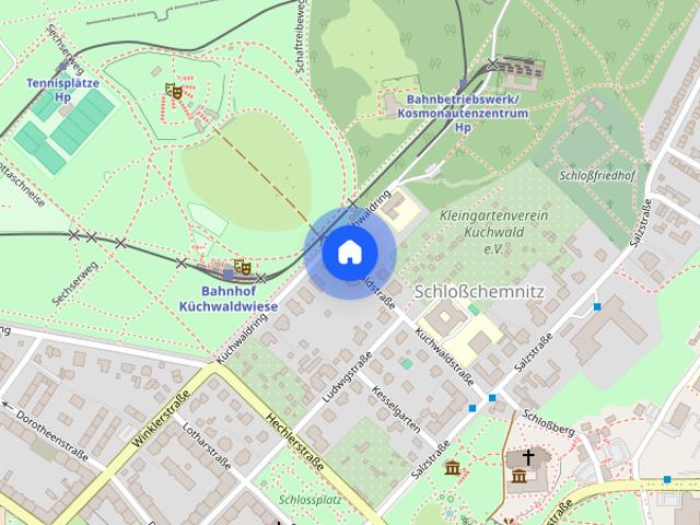 3 Raum Wohnung im Erdgeschoss mit Balkon am Schlossteich