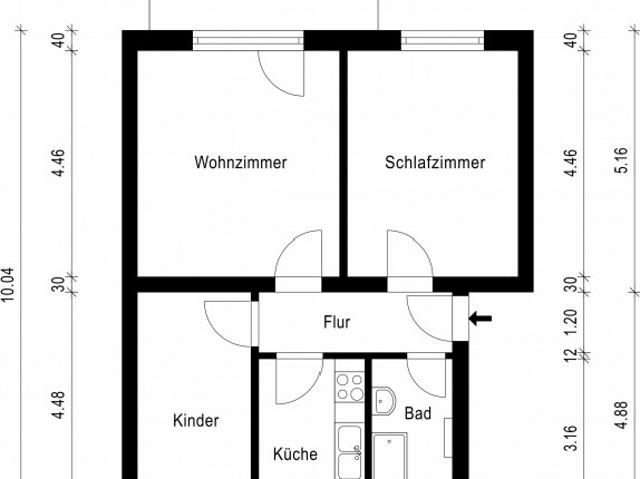 3 Raum Wohnung mit Balkon im Grünen