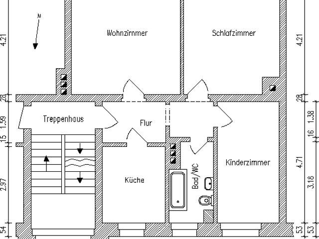 3 Raum Wohnung mit Balkon