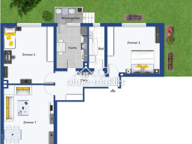 Helle 3 Zimmer Wohnung in zentraler Lage mit Balkon