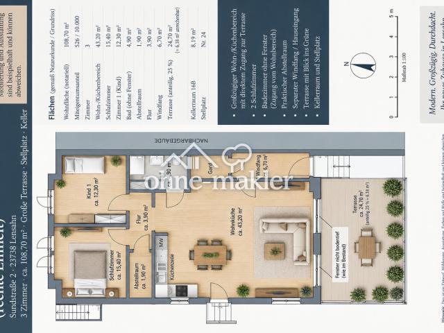 3 Zi. Wohnung mit großer Terrasse | umfassend saniert | nur 13 km bis Grömitz