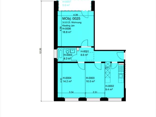 3 Zimmer, 65 m², 3. Stock