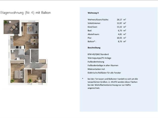 3 Zimmer Wohnung Nr. 4 mit Balkon