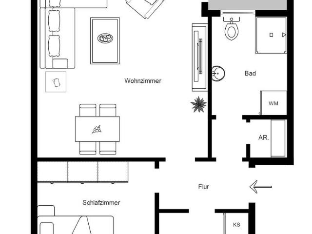3 Zimmer Wohnung im 1. OG mit WBS