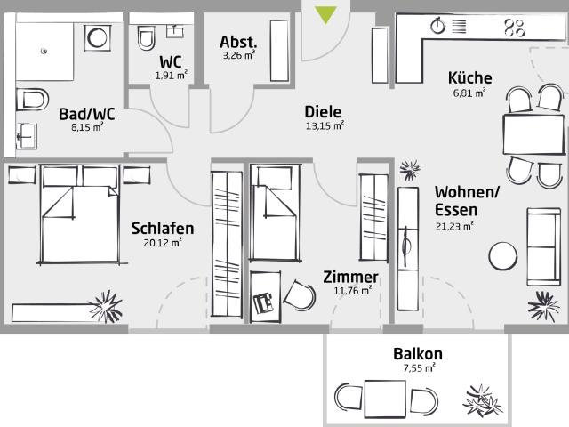 3 Zimmer Wohnung Whg. 4.5 / Energiesicherheit dank Geothermie und PV