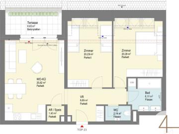 Statt 364182, nur 309555, bis Juli 2026 3 Zimmer Dachgeschoßwohnung mit Terrasse