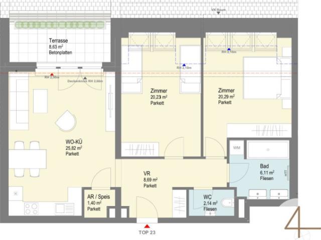 Statt 364182, nur 309555, bis Juli 2026 3 Zimmer Dachgeschoßwohnung mit Terrasse