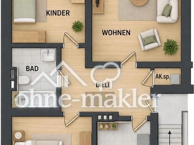 3 Zimmer EG Wohnung mit Balkon, frei ab 01.11.2026