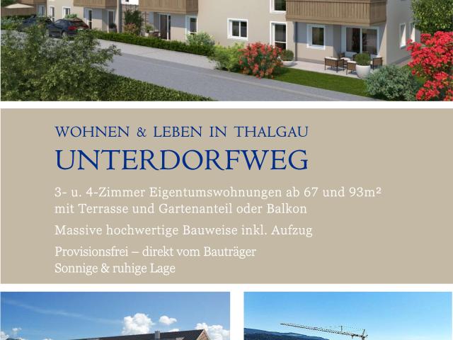 3 Zimmer Eigentumswohnung, Erstbezug, provisionsfrei in Thalgau Unterdorf