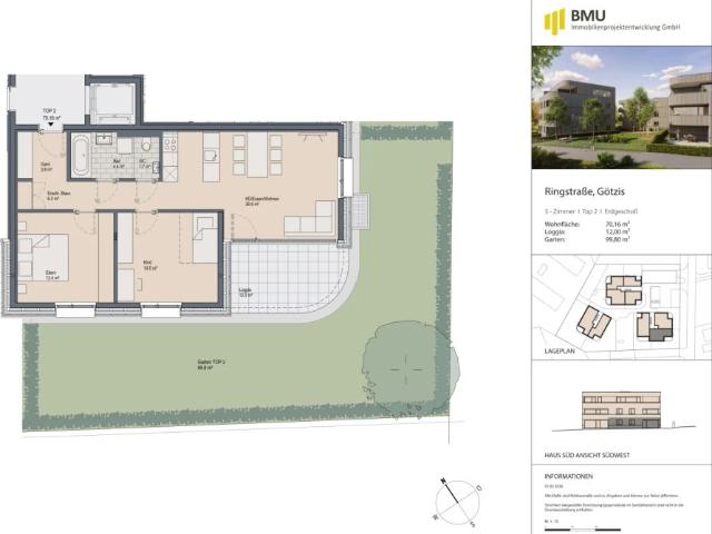 3 Zimmer Gartenwohnung inmitten von Götzis Erstbezug zu mieten Top 2