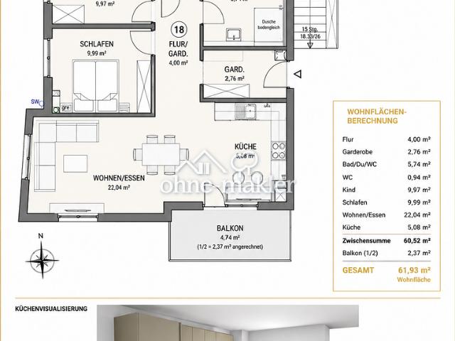 3 Zimmer Neubauwohnung mit Küche SNH Reihen Bahn direkt gegenüber sofort verfügbar