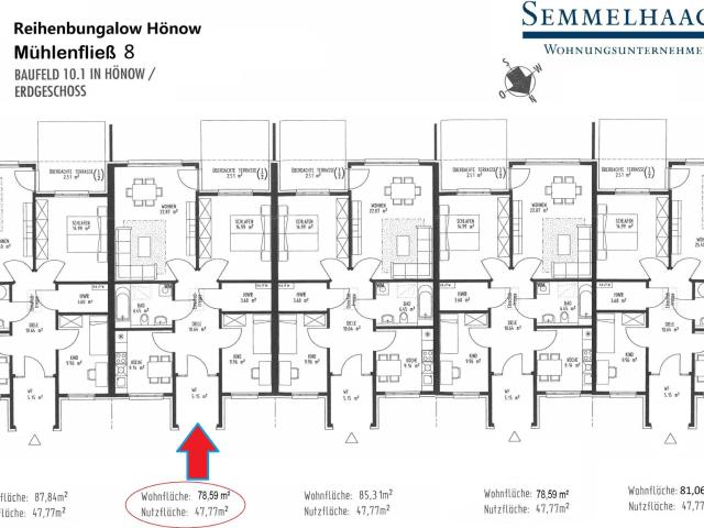 3 Zimmer Reihen Bungalow in Hönow für Senioren mit und ohne Servicevertrag