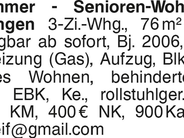 3 Zimmer Senioren Wohnung Tübingen