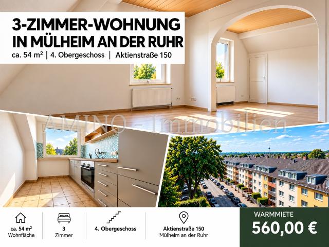 3 Zimmerwohnung I ca. 54m² I 4.OG I Mülheim/Altstadt I ohne Aufzug