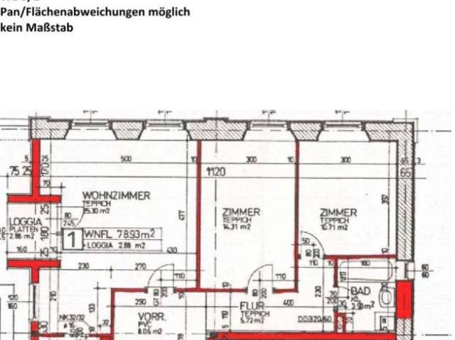 3 Zimmerwohnung im 1.OG mit Loggia