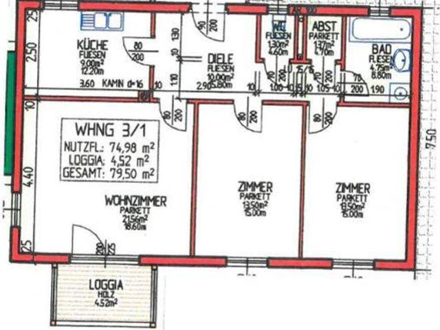 3 Zimmerwohnung im EG mit Loggia