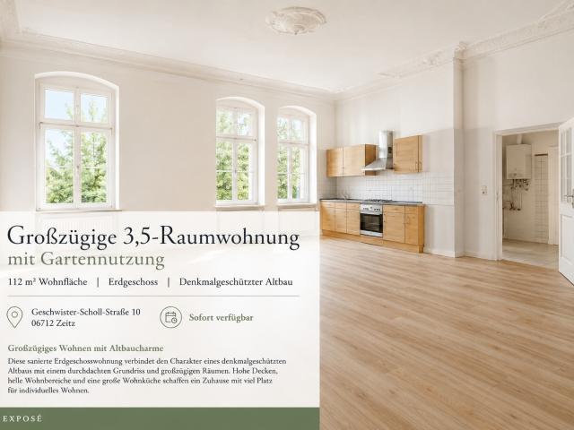 3,5 Raumwohnung 112 qm, saniert mit Gartennutzung im Erdgeschoss