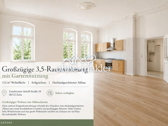 3,5 Raumwohnung 112 qm, saniert mit Gartennutzung im Erdgeschoss