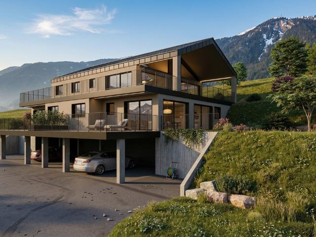 3.5 Zimmer Wohnung in Veysonnaz mit Terrasse und Rasen