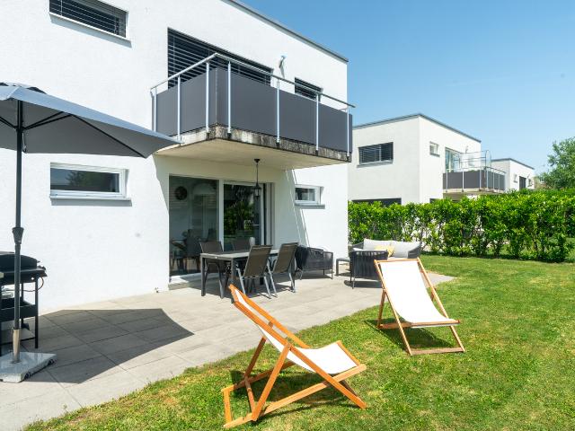 3.5 Zimmer Wohnung mit privatem Garten in Rueyres les Prés