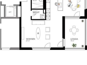 3.5 Zimmer, 118 m², 1. Stock