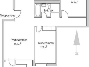 3.5 Zimmer, 3. Stock