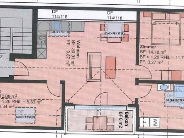 3.5 Zimmer, 66 m², 3. Stock