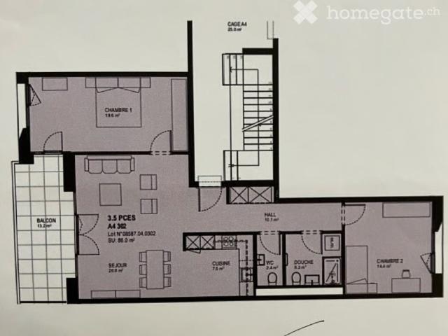 3.5 Zimmer, 86 m²