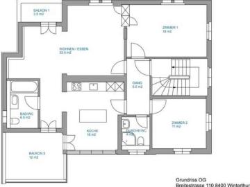 3.5 Zimmer, 94 m², 1. Stock