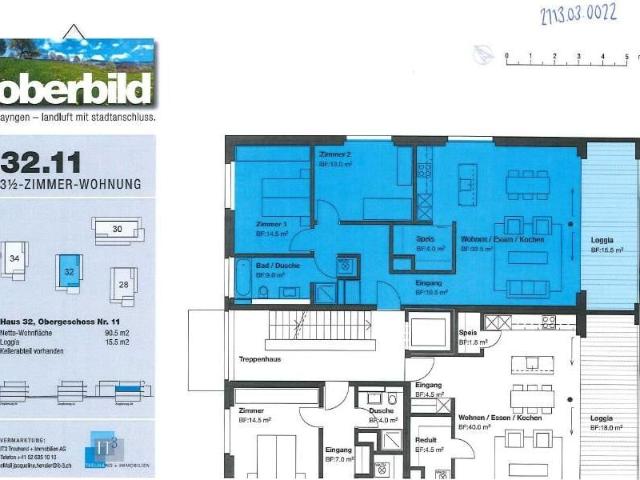 3.5 Zimmer, 91 m², 1. Stock